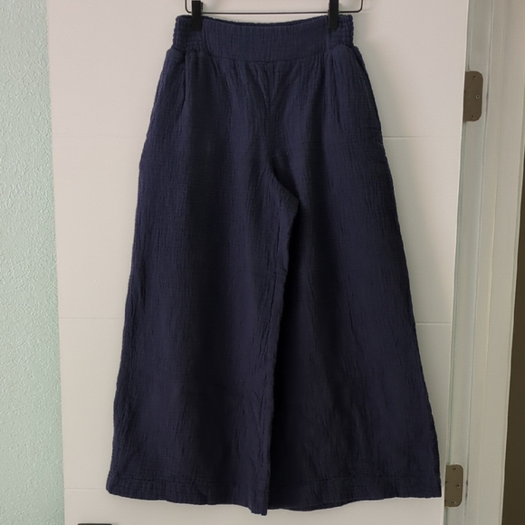 Echo Wide Leg Gauzy Beachy Boho Navy Pants Stretchy Waist Sz XS Vacation - Picture 1 of 6